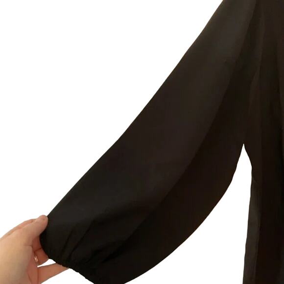 NWT J. Crew Keyhole Puff Long Sleeve Drapey Crepe Blouse Key Hole MT Black #3005 - Picture 11 of 13